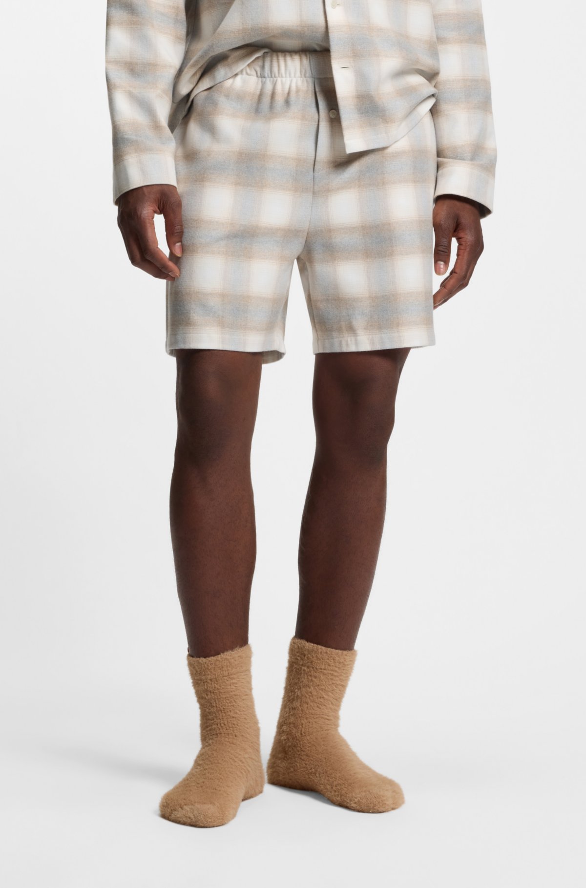 Bermudas de pijama Vichy-check em flanela de algodão