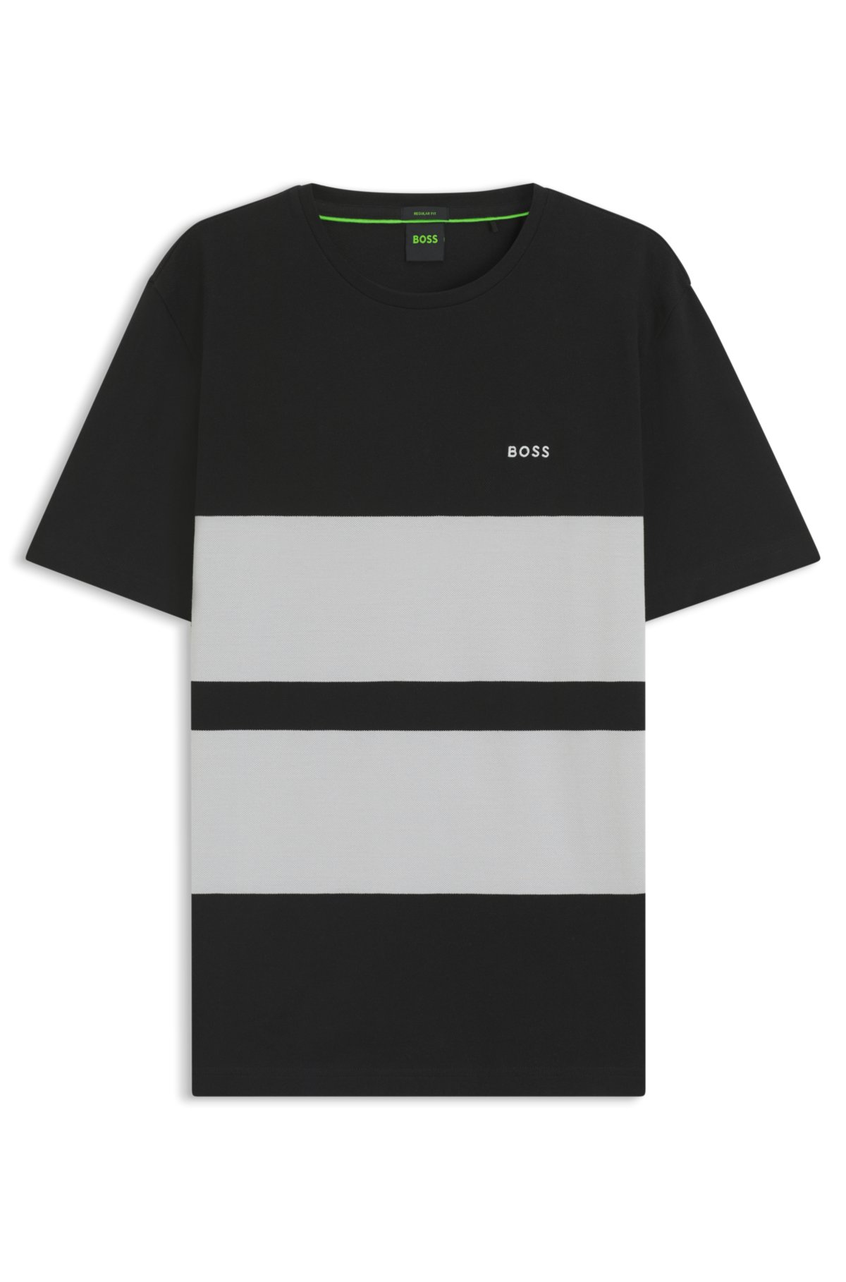 Camiseta de malha de algodão com listras blocadas