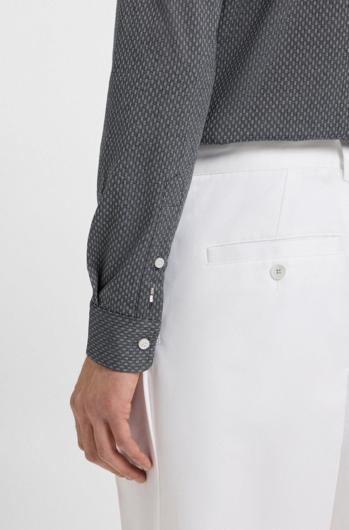 Camisa slim-fit em jacquard de algodão