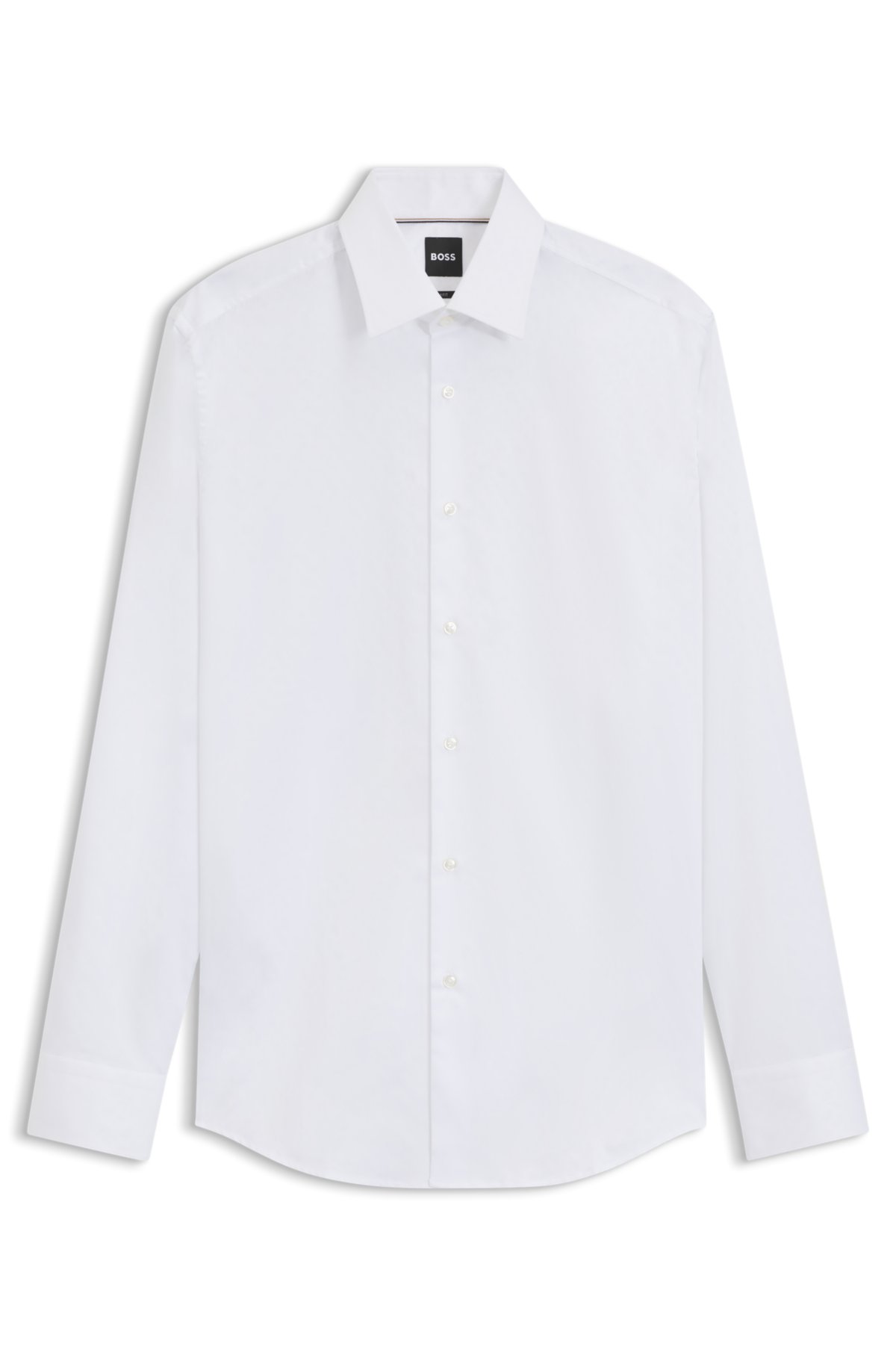 Camisa slim-fit com jacquard de logotipo em algodão italiano
