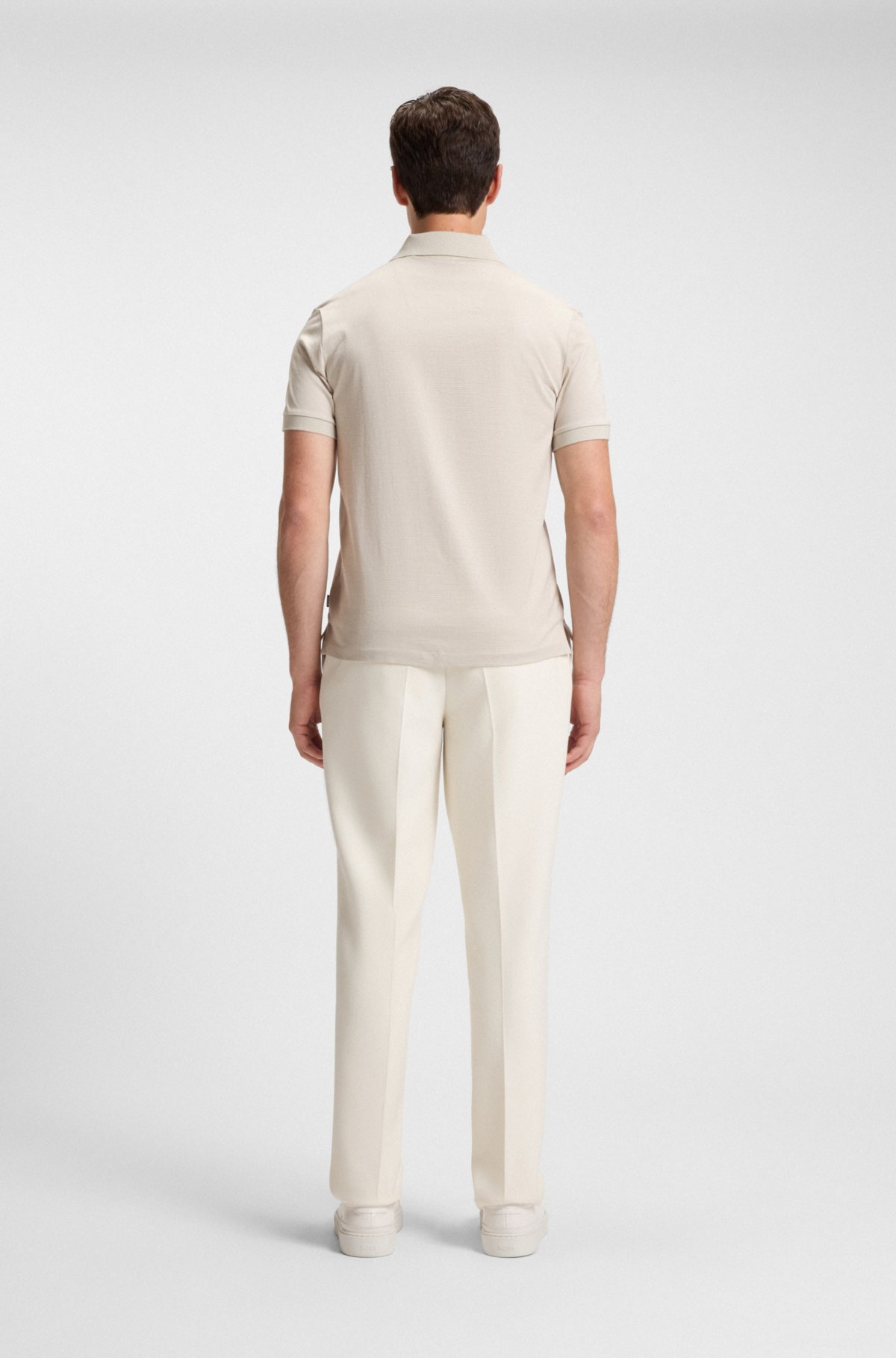 Camiseta polo com microestampa em algodão mercerizado