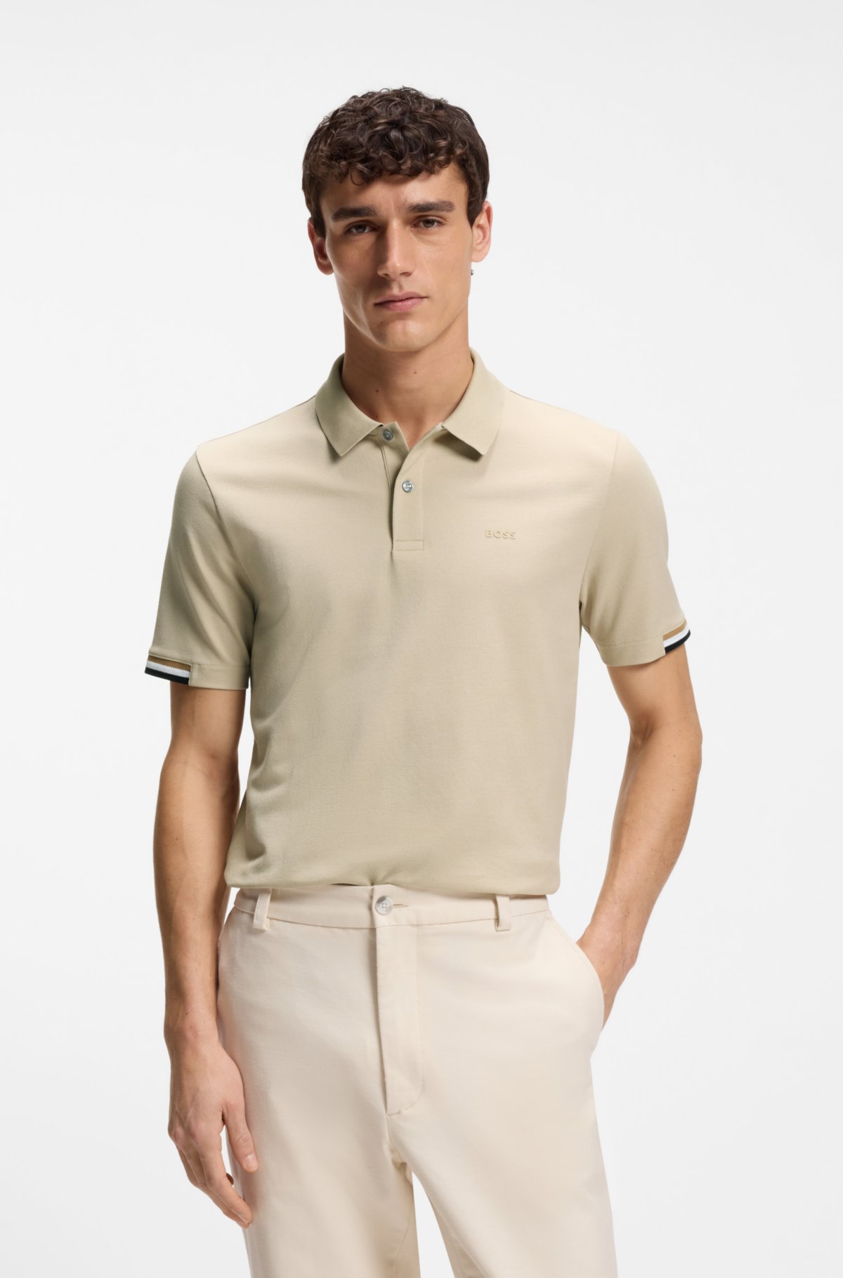 Camisa polo com logotipo em borracha em algodão mercerizado