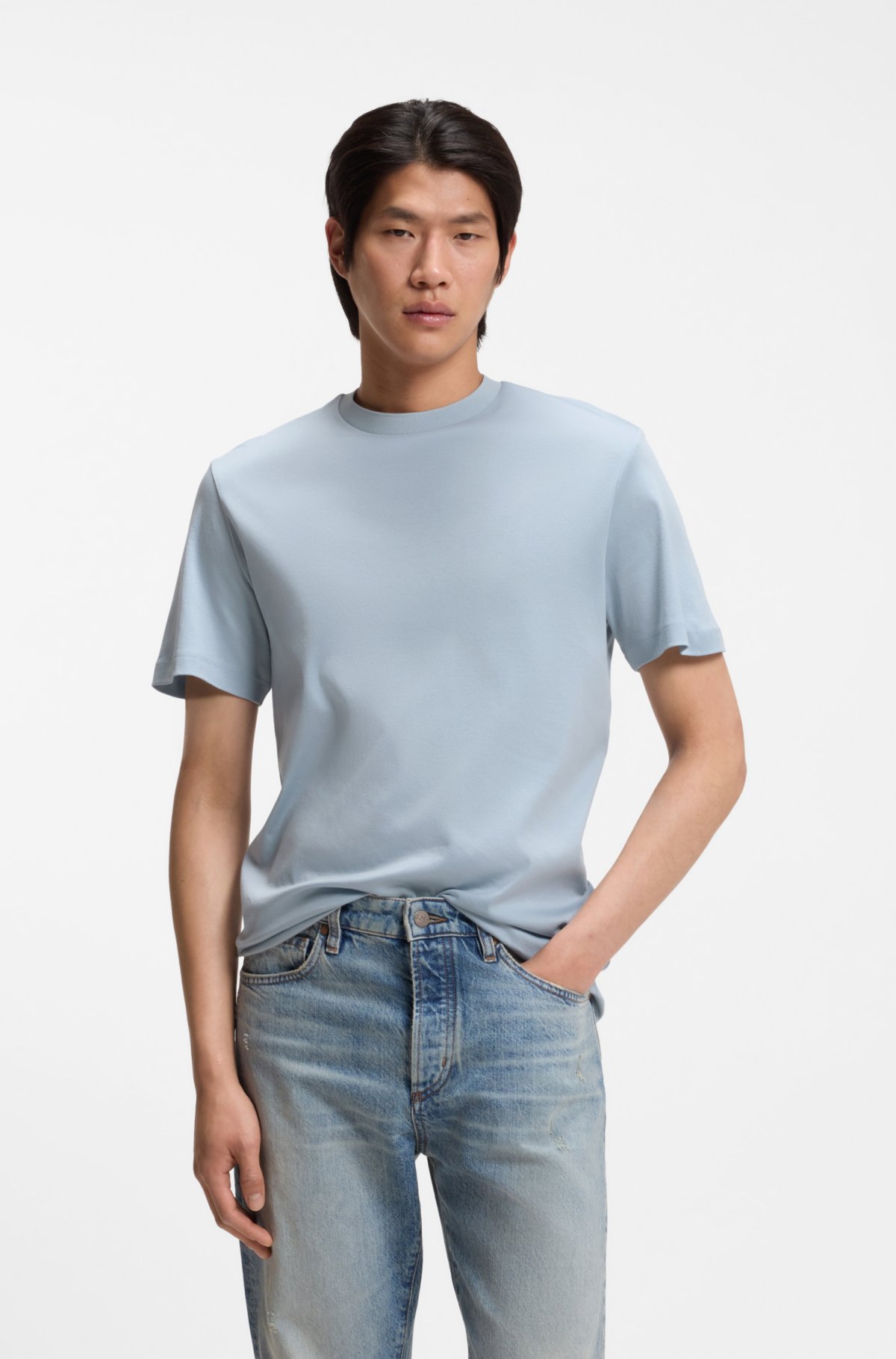 Camiseta solta em algodão mercerizado