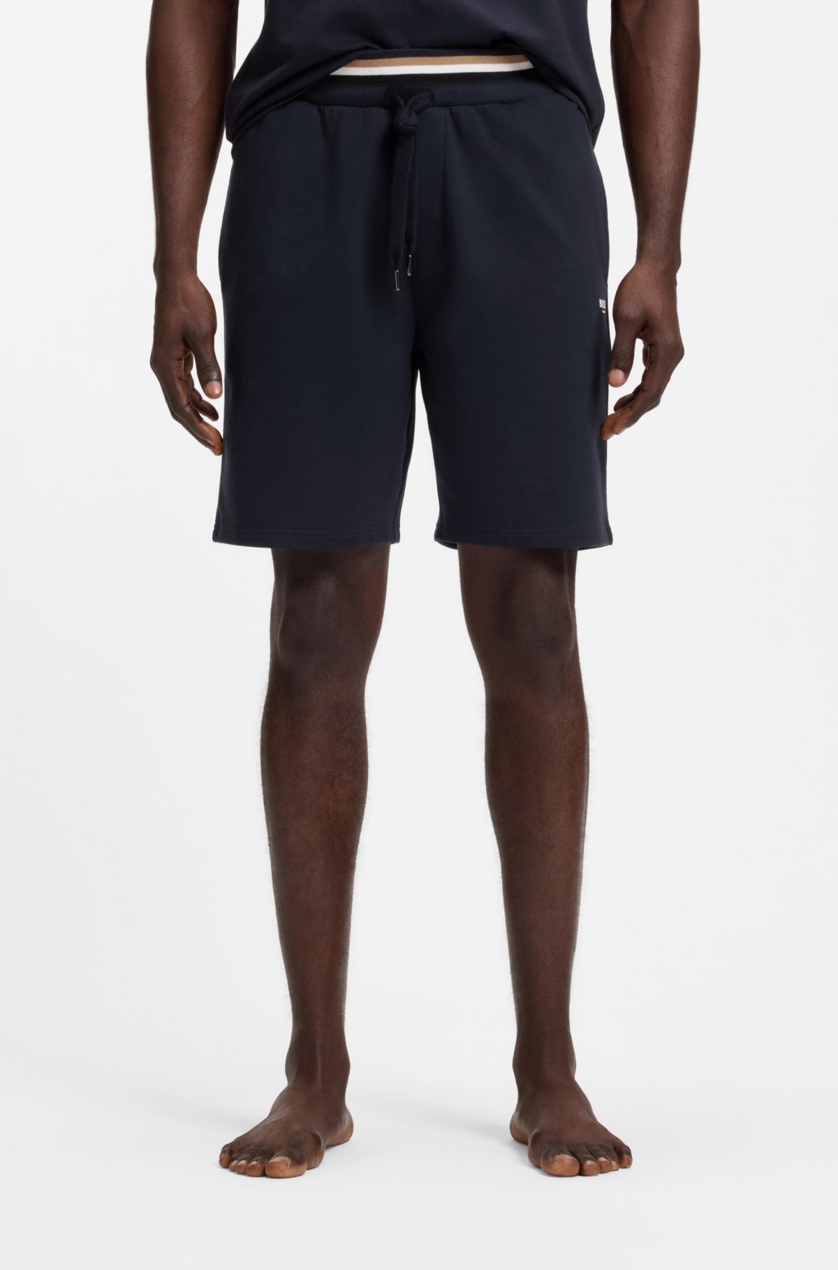 Bermudas com estampa de logotipo em terry de algodão