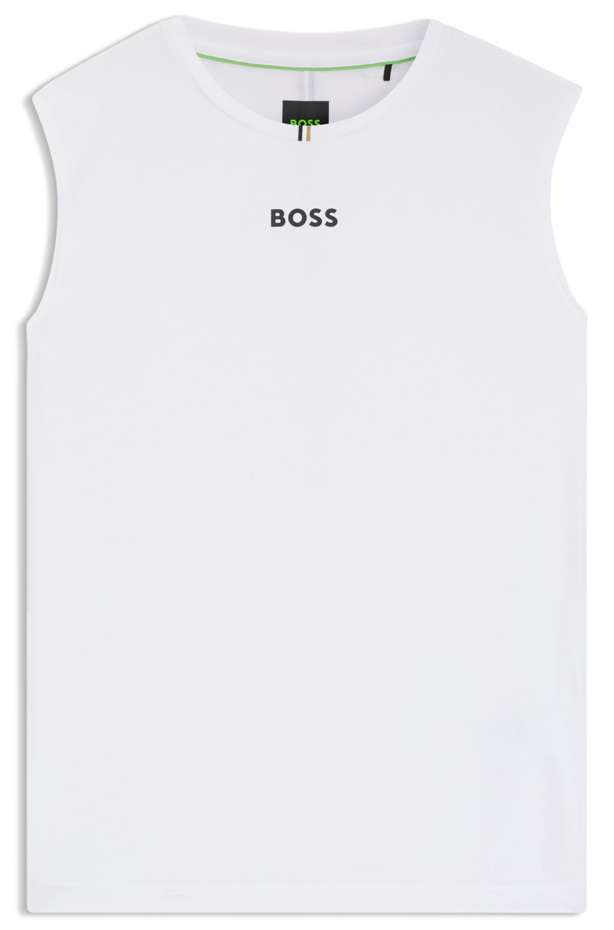 Top de malha funcional com secagem rápida e logotipo contrastante
