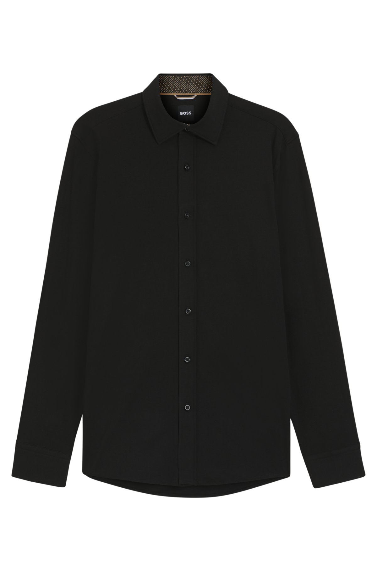 Camisa slim-fit em algodão elastano com efeito melange