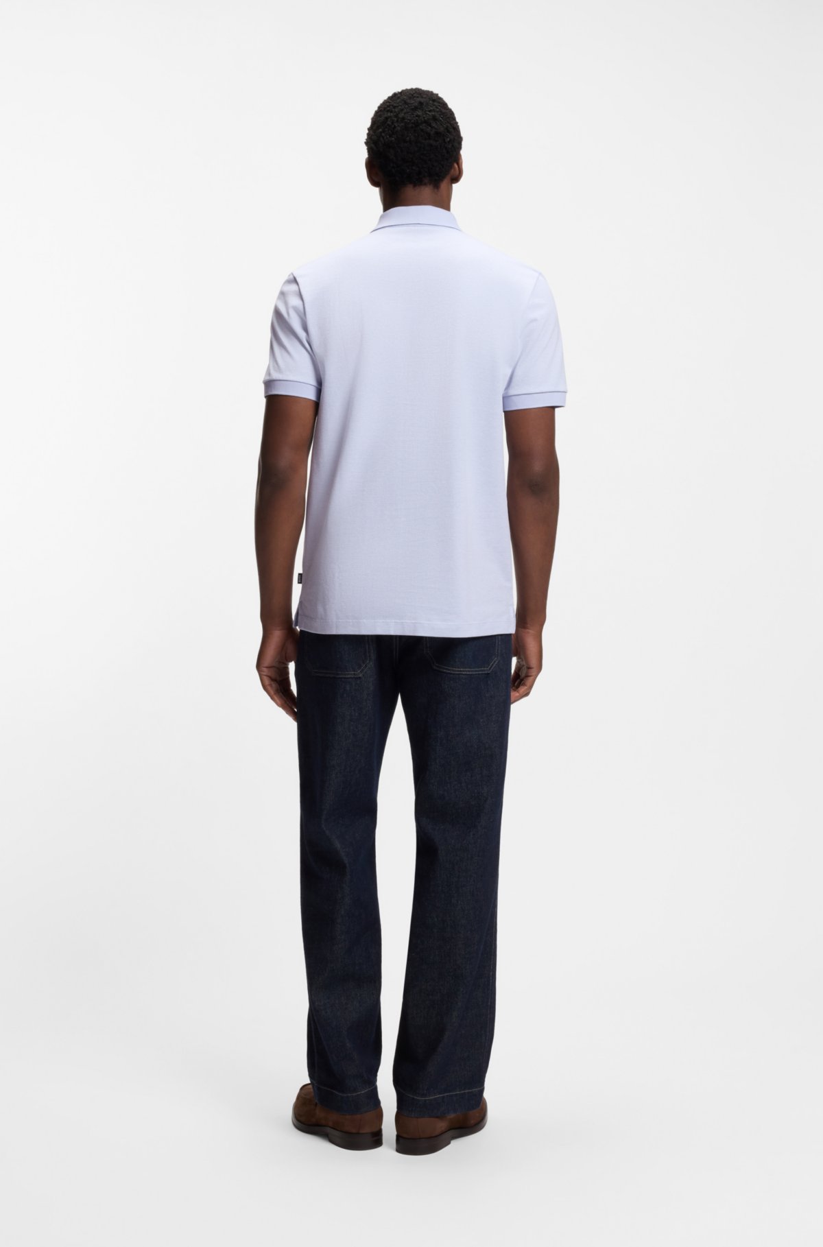Camiseta polo com estrutura de bolhas em algodão