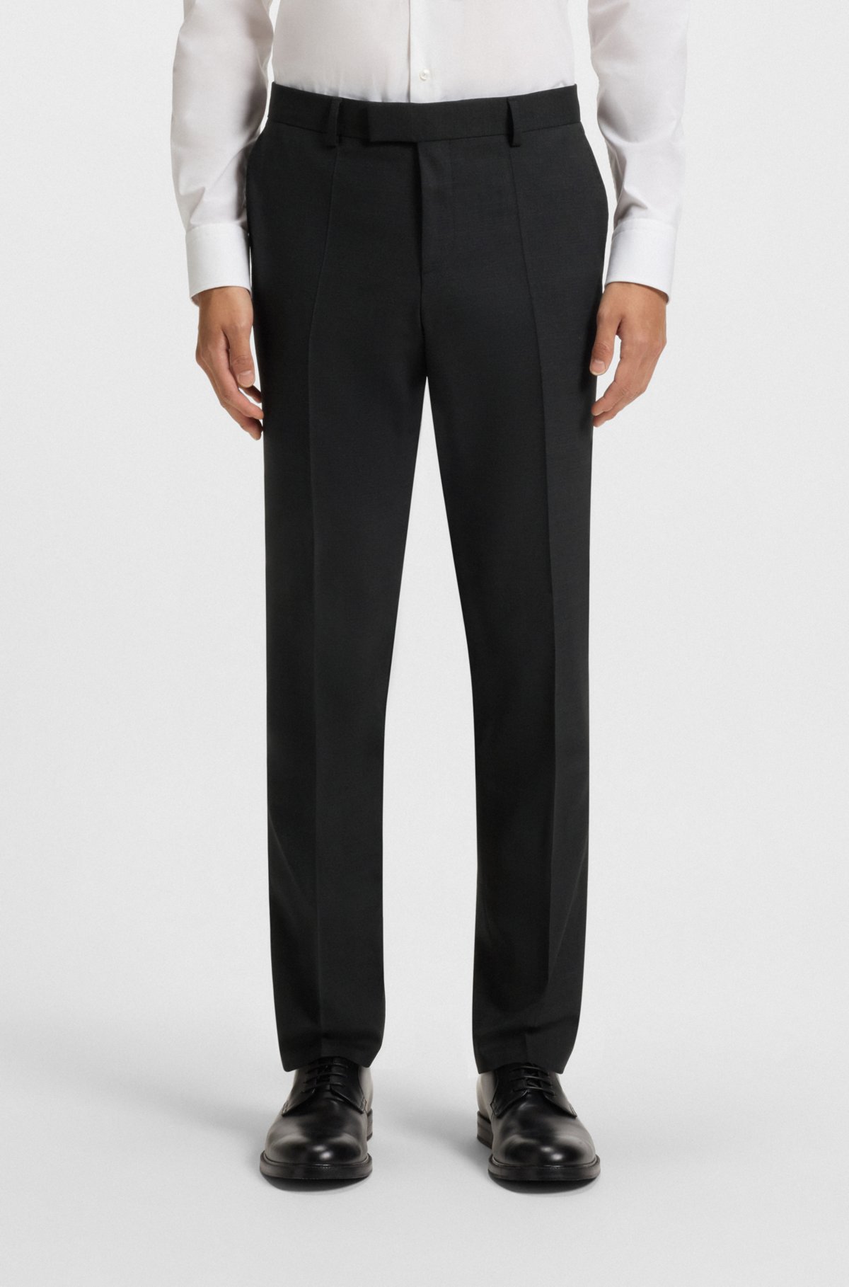 Terno slim-fit com padrão micro em lã elástica