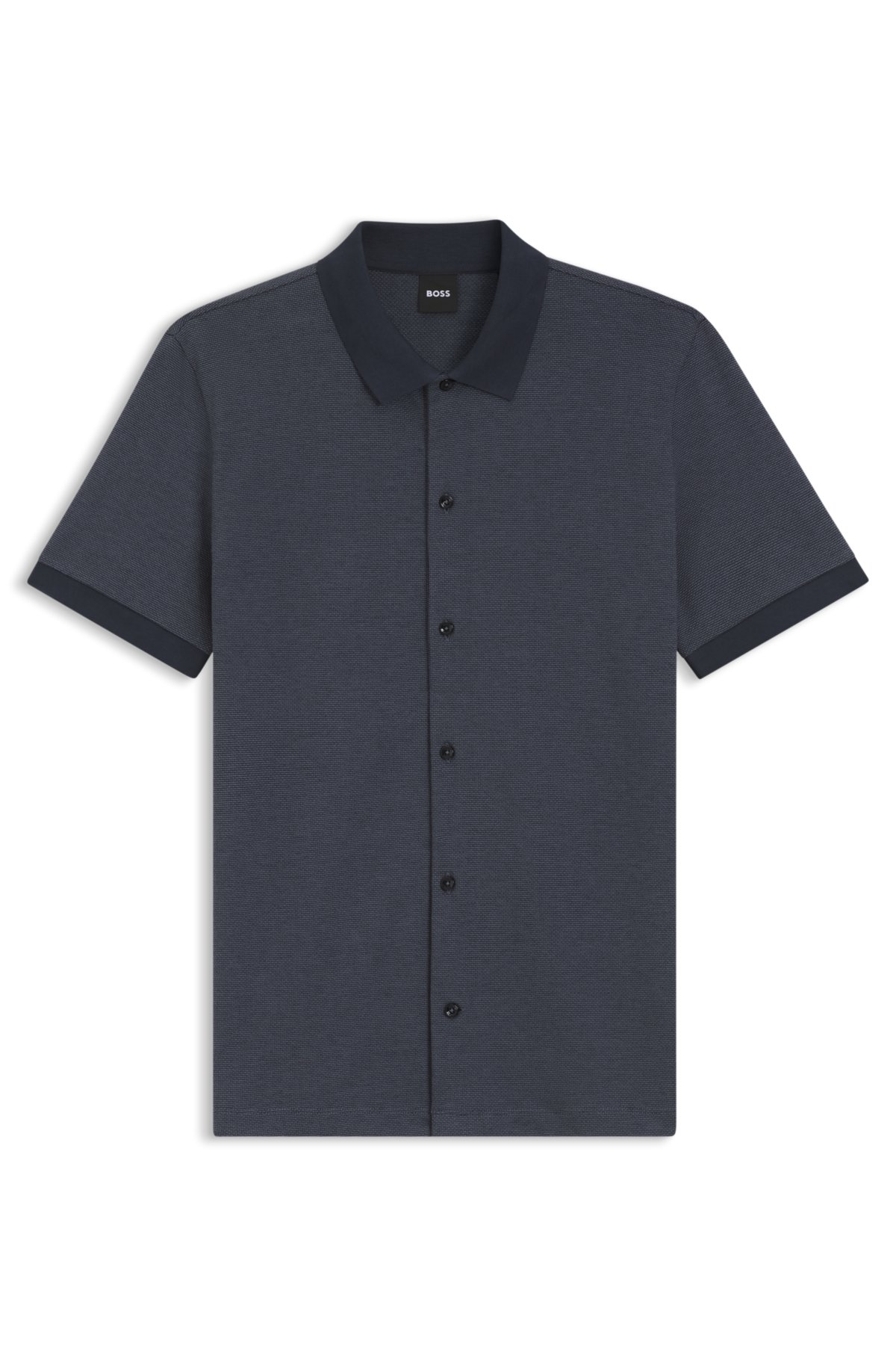 Camisa de corte regular em algodão com estrutura de bolhas