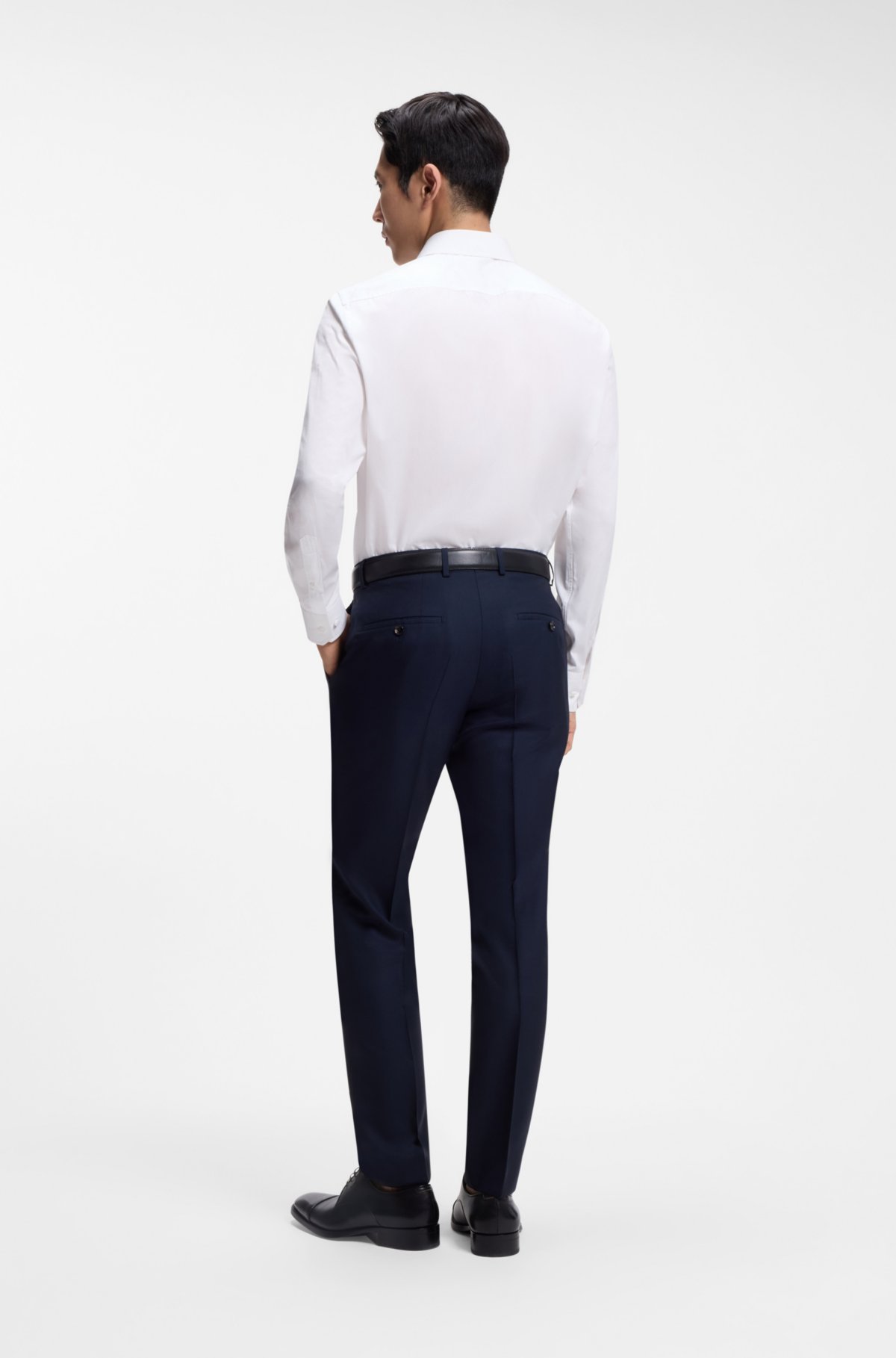 Camisa com corte regular em algodão e seda feitas na Itália