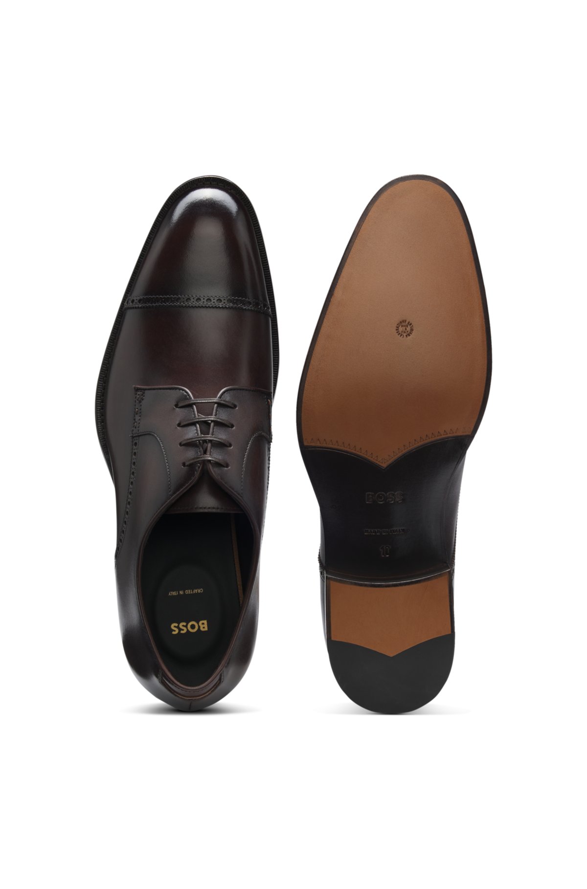 Sapatos Derby com detalhes de brogue em couro