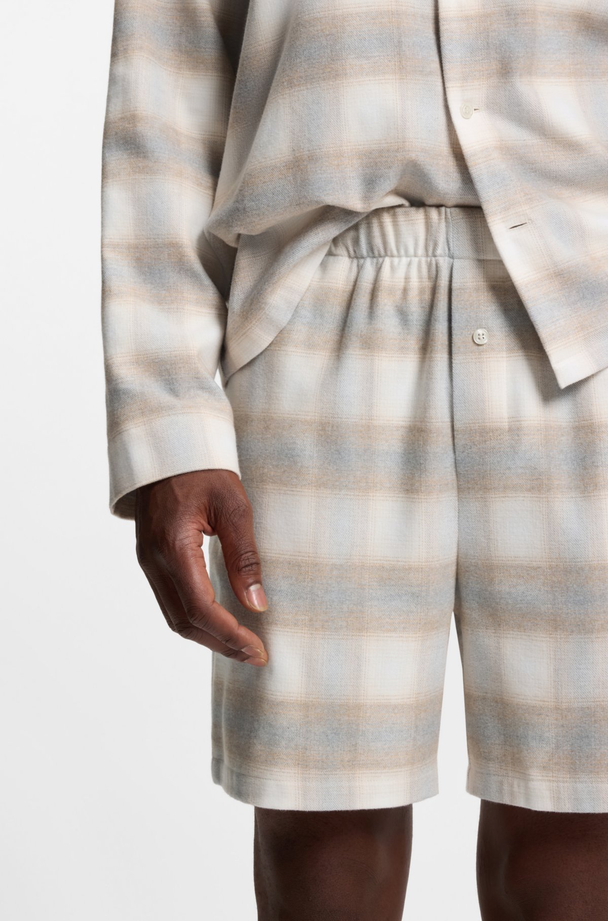 Bermudas de pijama Vichy-check em flanela de algodão