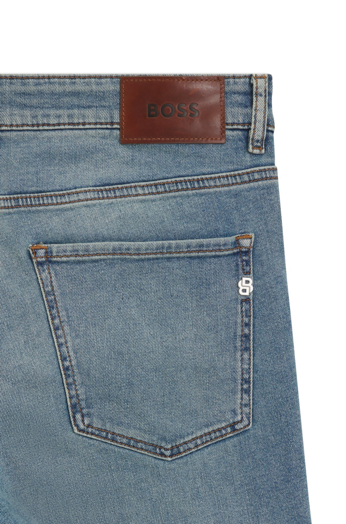 Calças jeans slim-fit azul puro em denim com elasticidade confortável