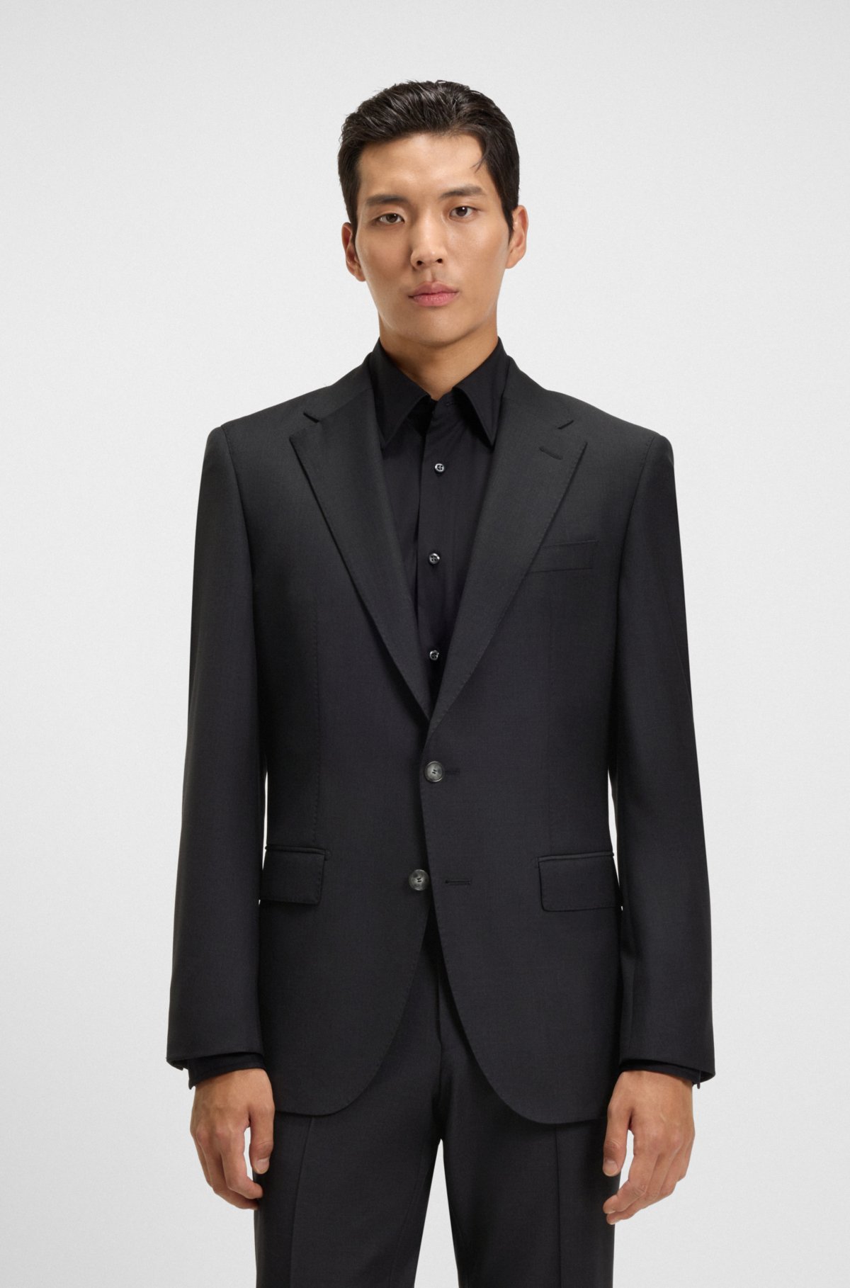 Jaqueta slim-fit em lã elástica