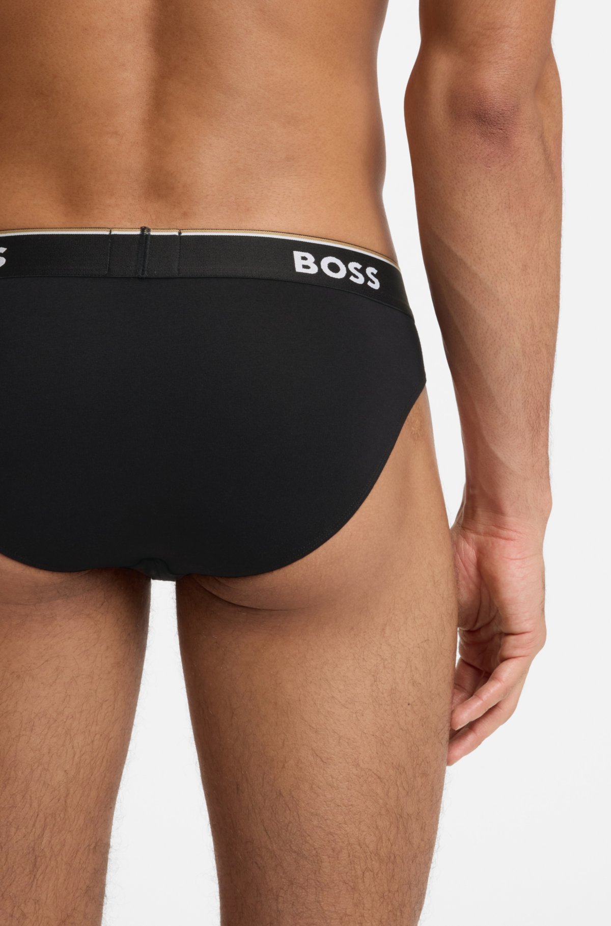 Conjunto de três calcinhas com cós com logotipo em algodão elastano
