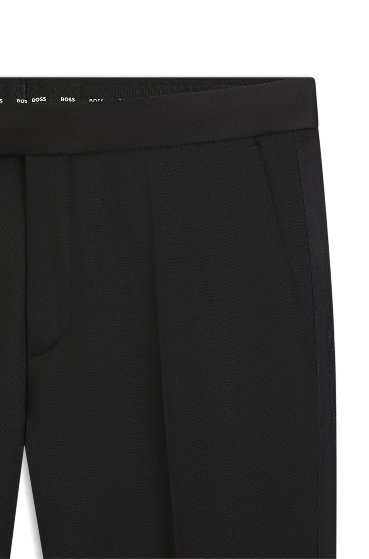 Calças de smoking slim-fit em tecido de lã virgem