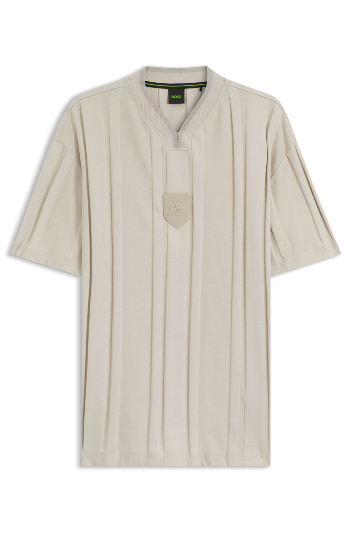 Camiseta de malha com listras texturizadas em algodão