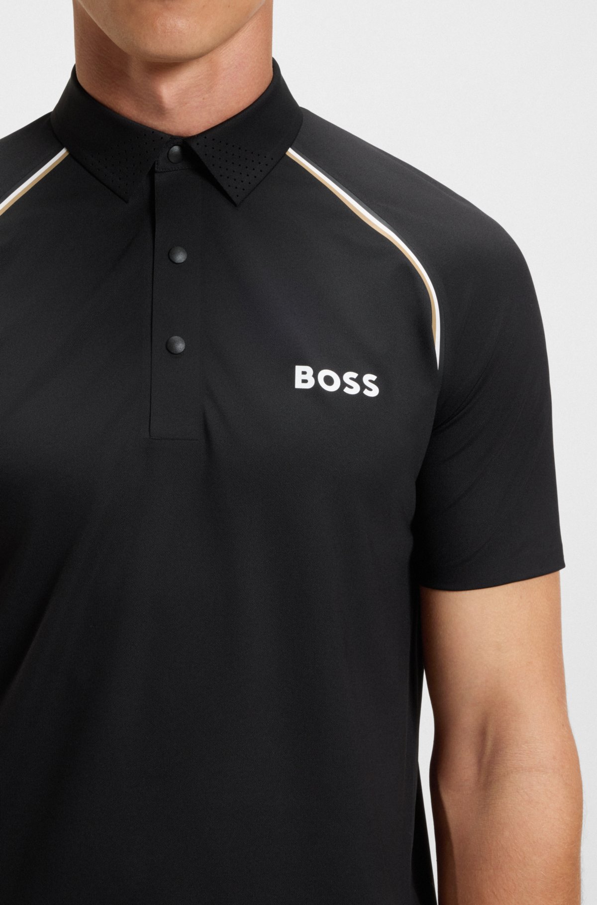 Camisola de golfe com faixa de assinatura ativa e controle de odor