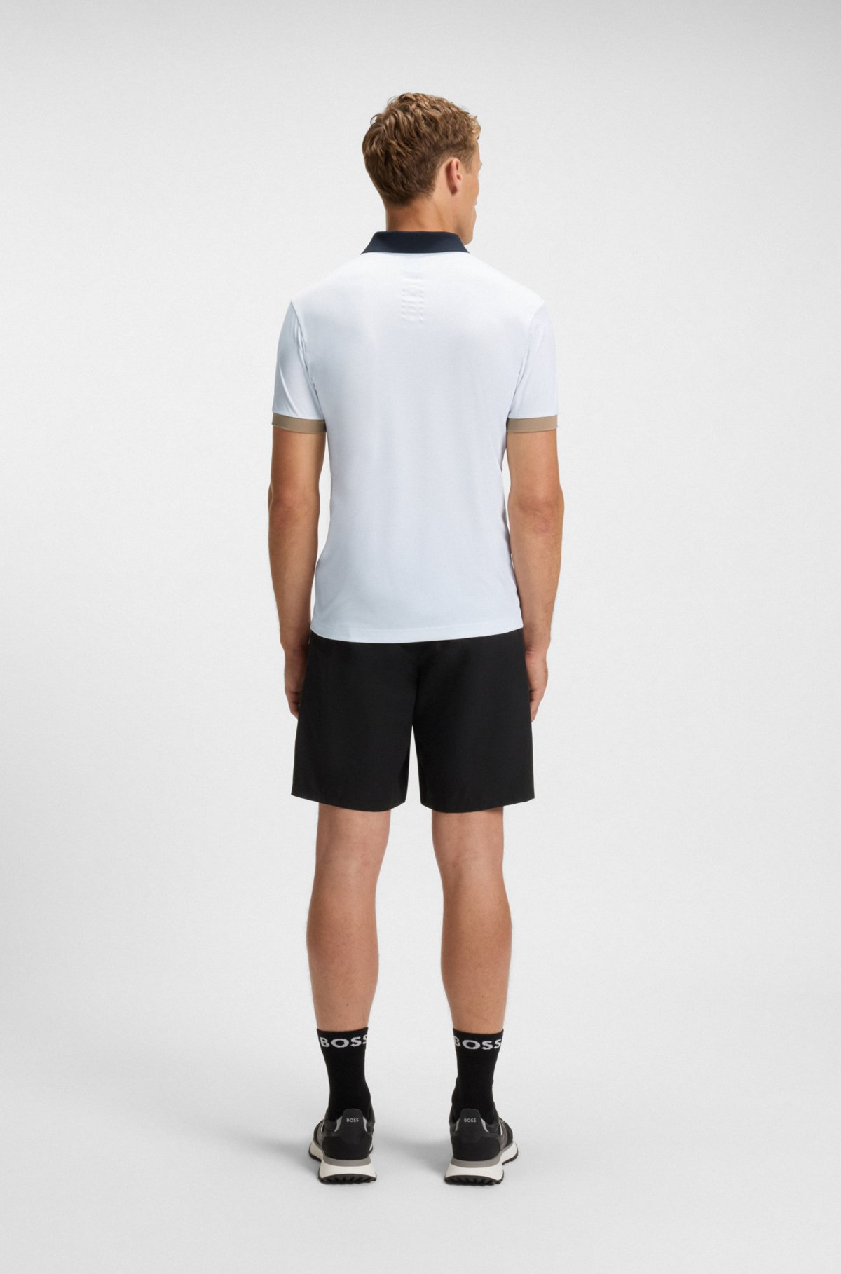 Camisola polo slim-fit com blocos de cor ativa em tecido ripstop