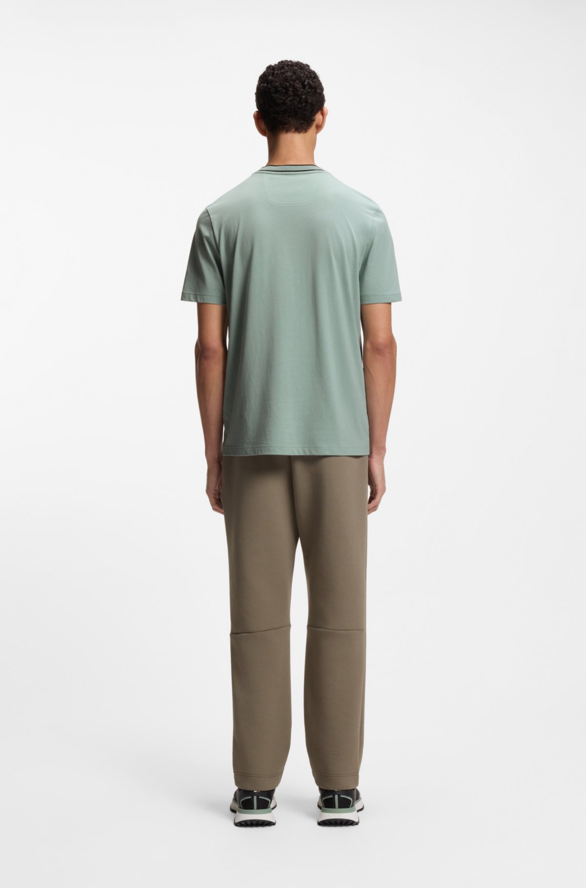 Camiseta de algodão com logotipo gola careca