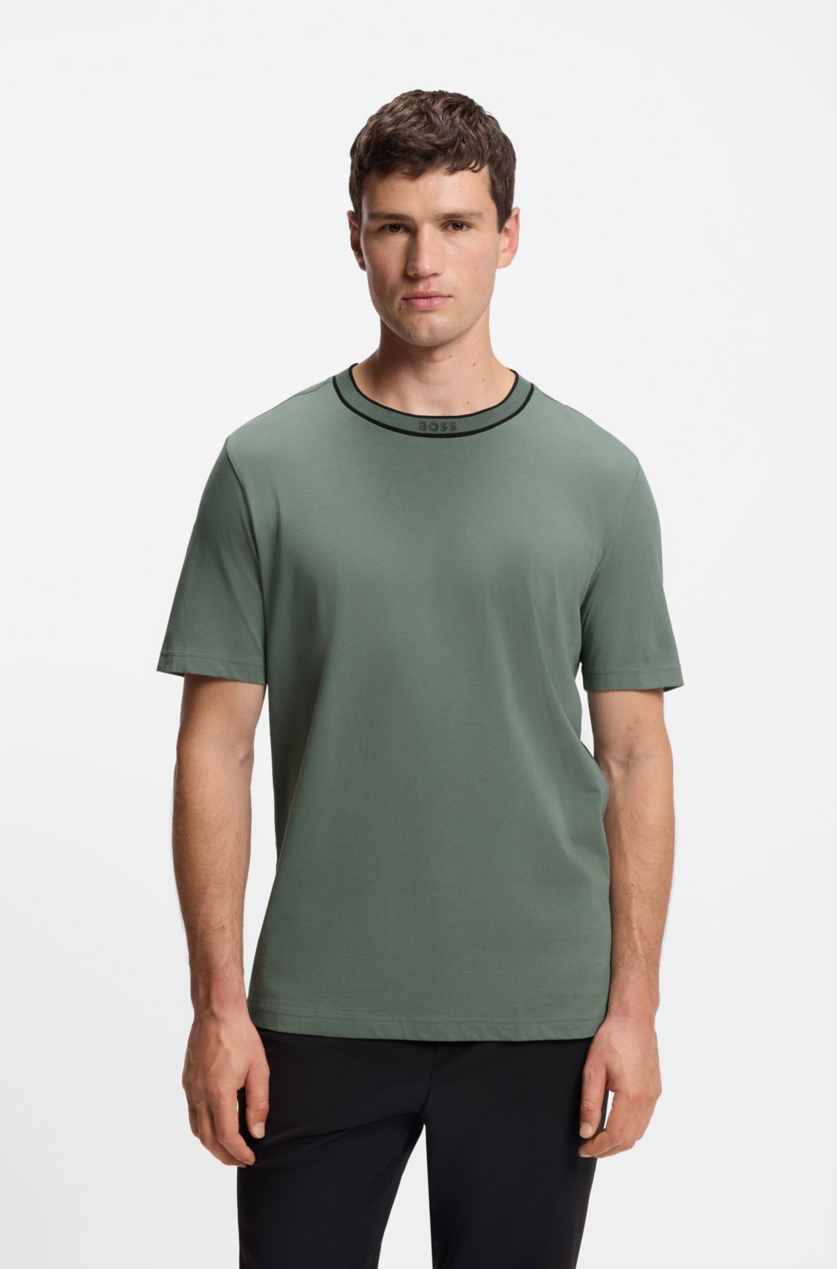 Camiseta de algodão com logo gola redonda