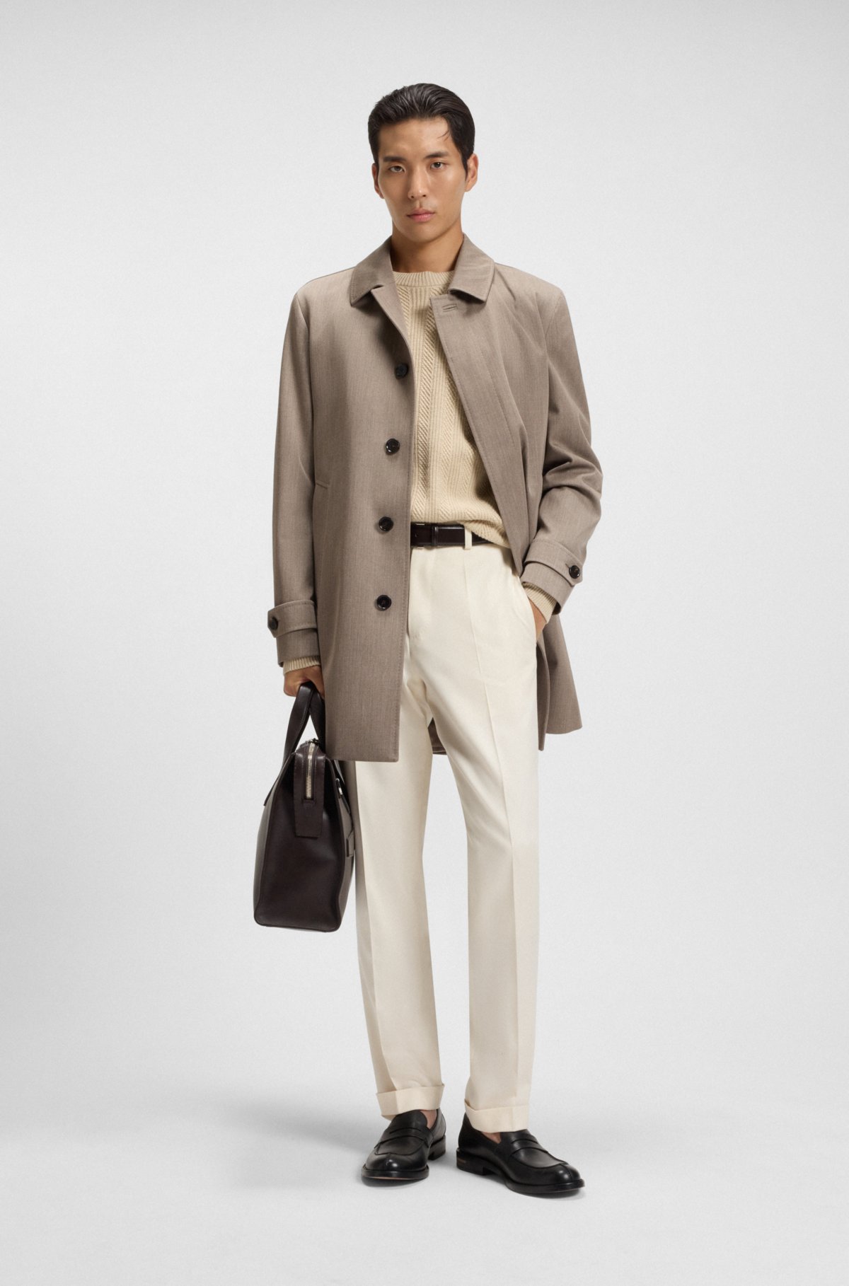 Suéter de lã e cashmere com estruturas mistas