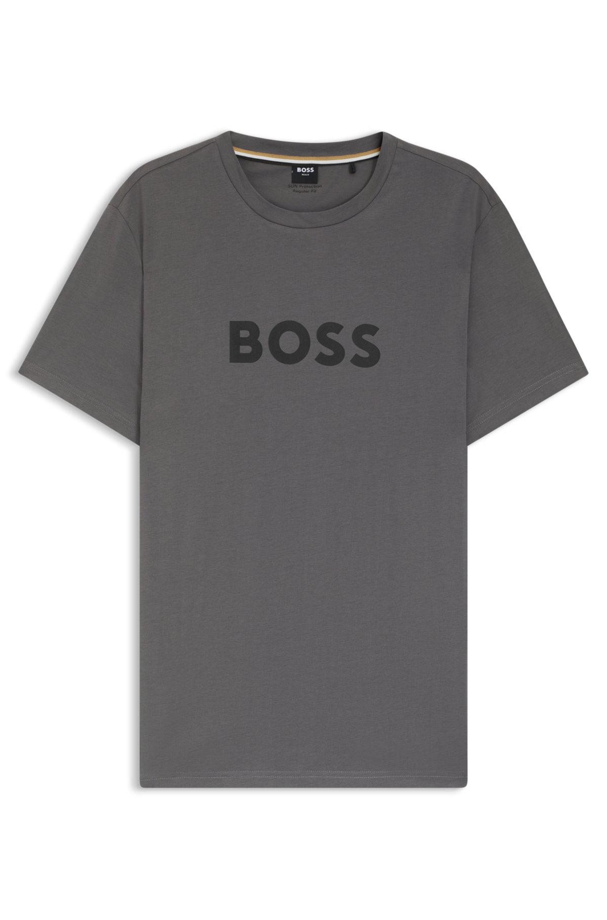 Camiseta de malha de algodão com estampa de logotipo