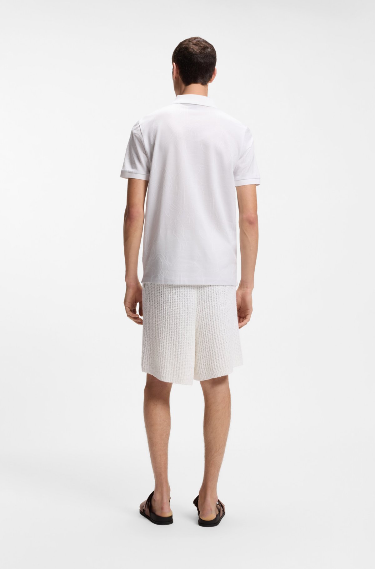 Camiseta polo com estampa jacquard em algodão
