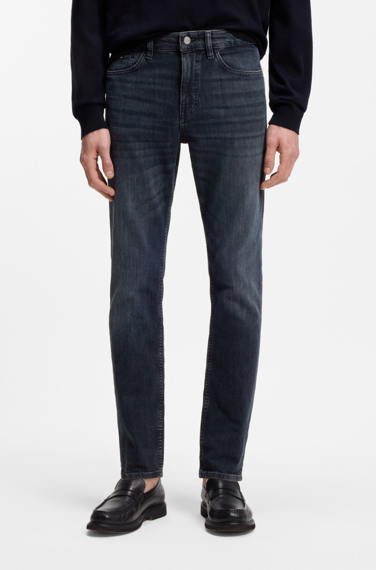 Calças jeans slim-fit Delaware em denim azul com elastano mecânico