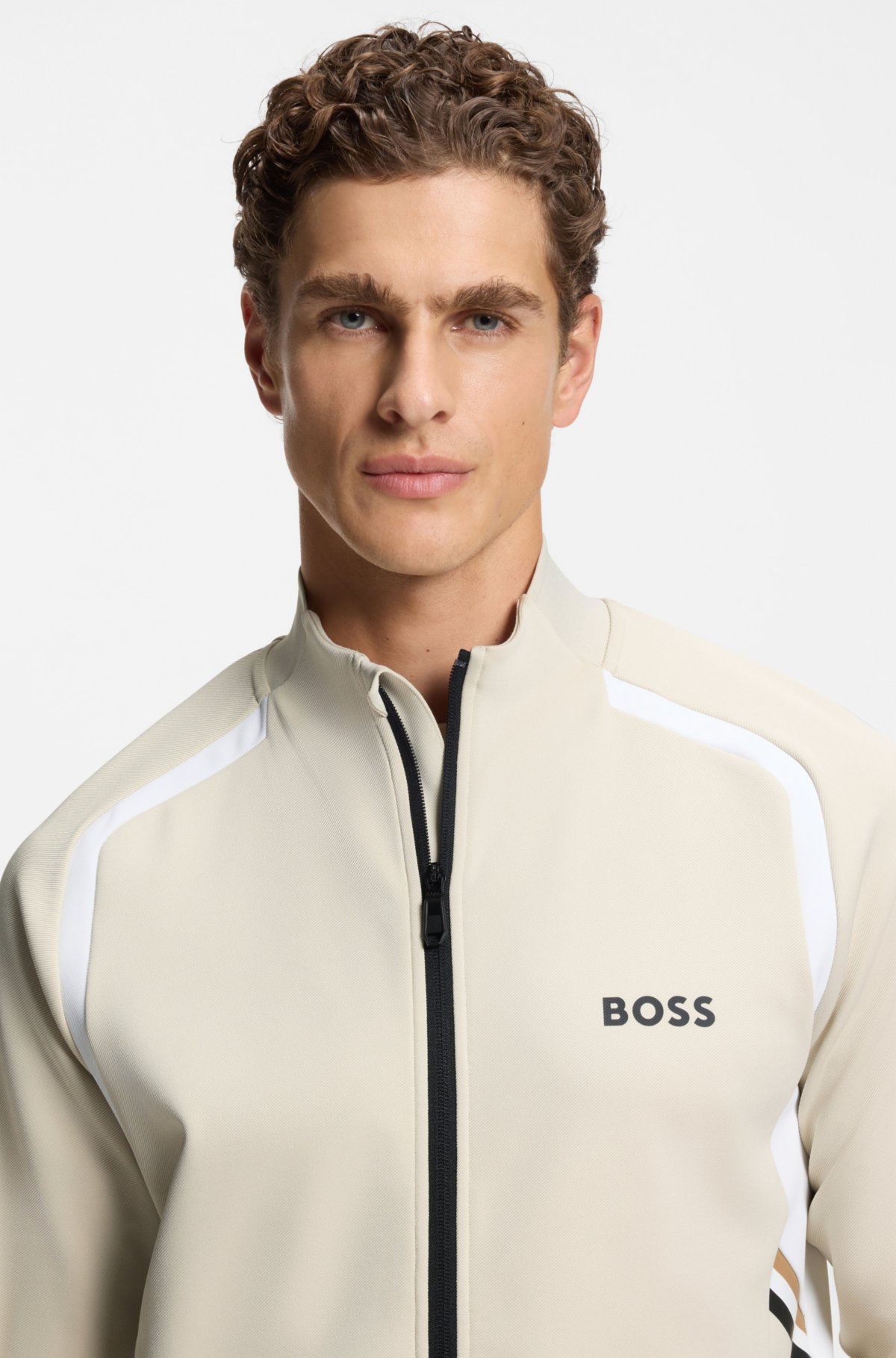 Sweatshirt com zíper ativo em gabardine elástico