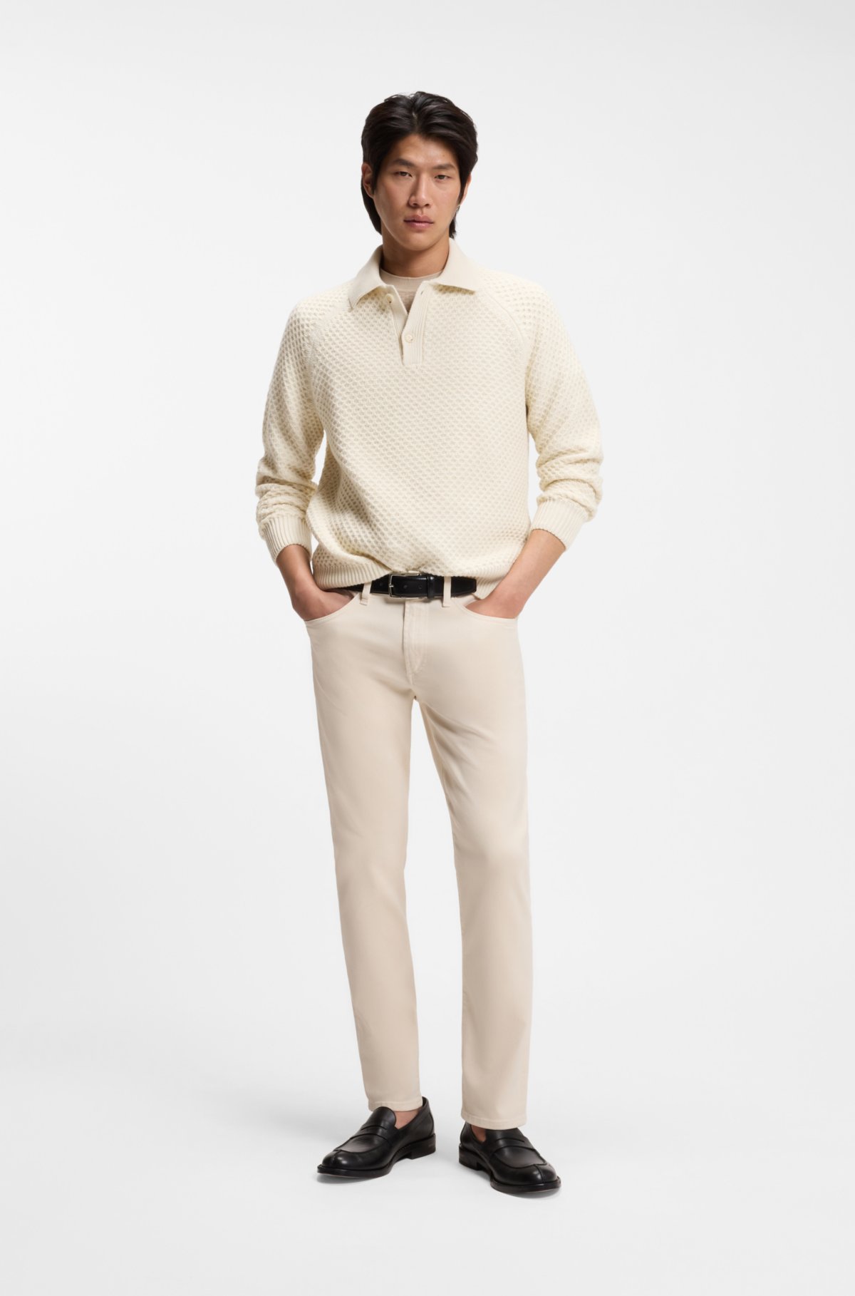 Pulôver de gola polo em cashmere