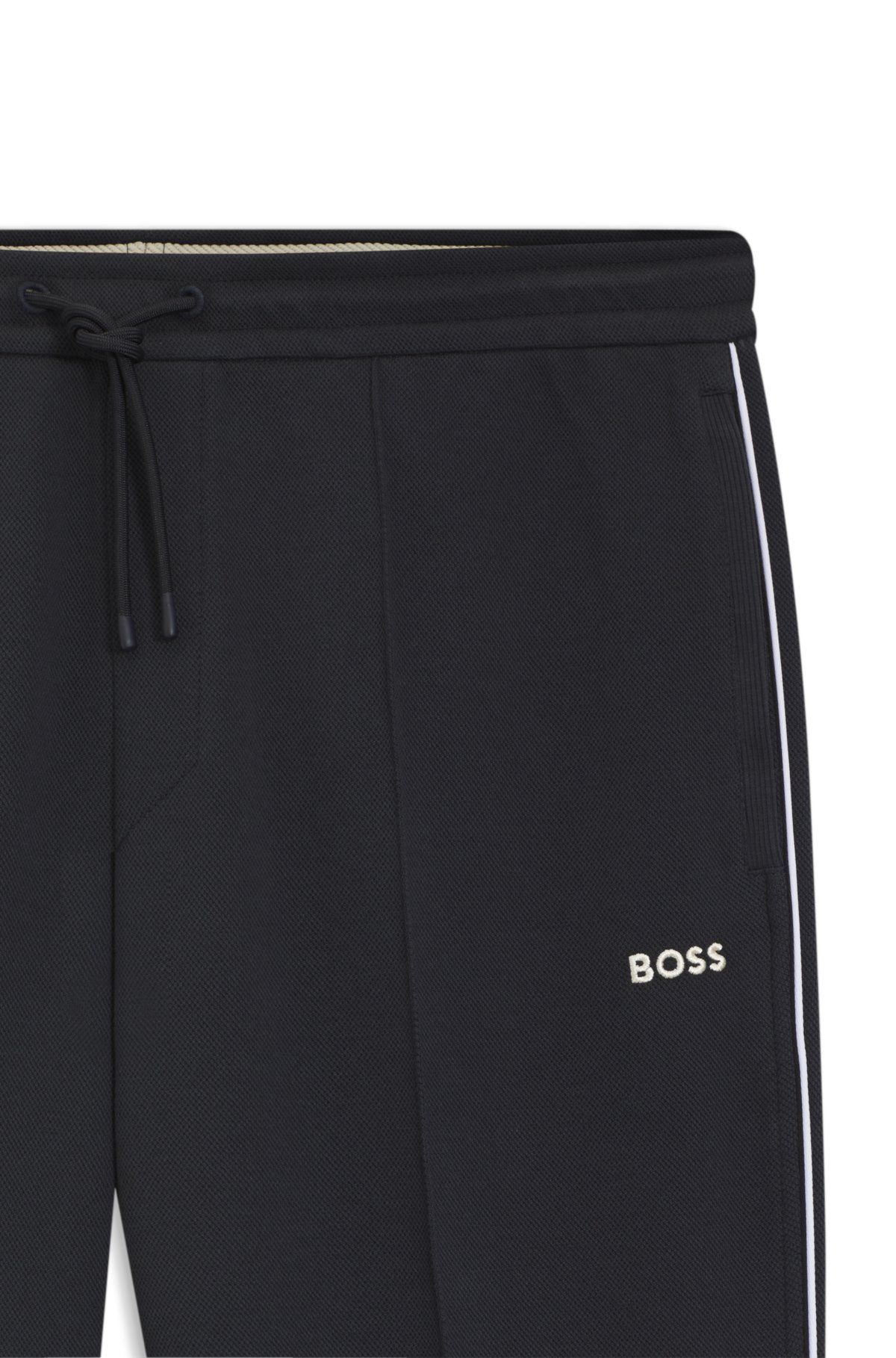 Calças de pijama com detalhes em tecido misto de algodão