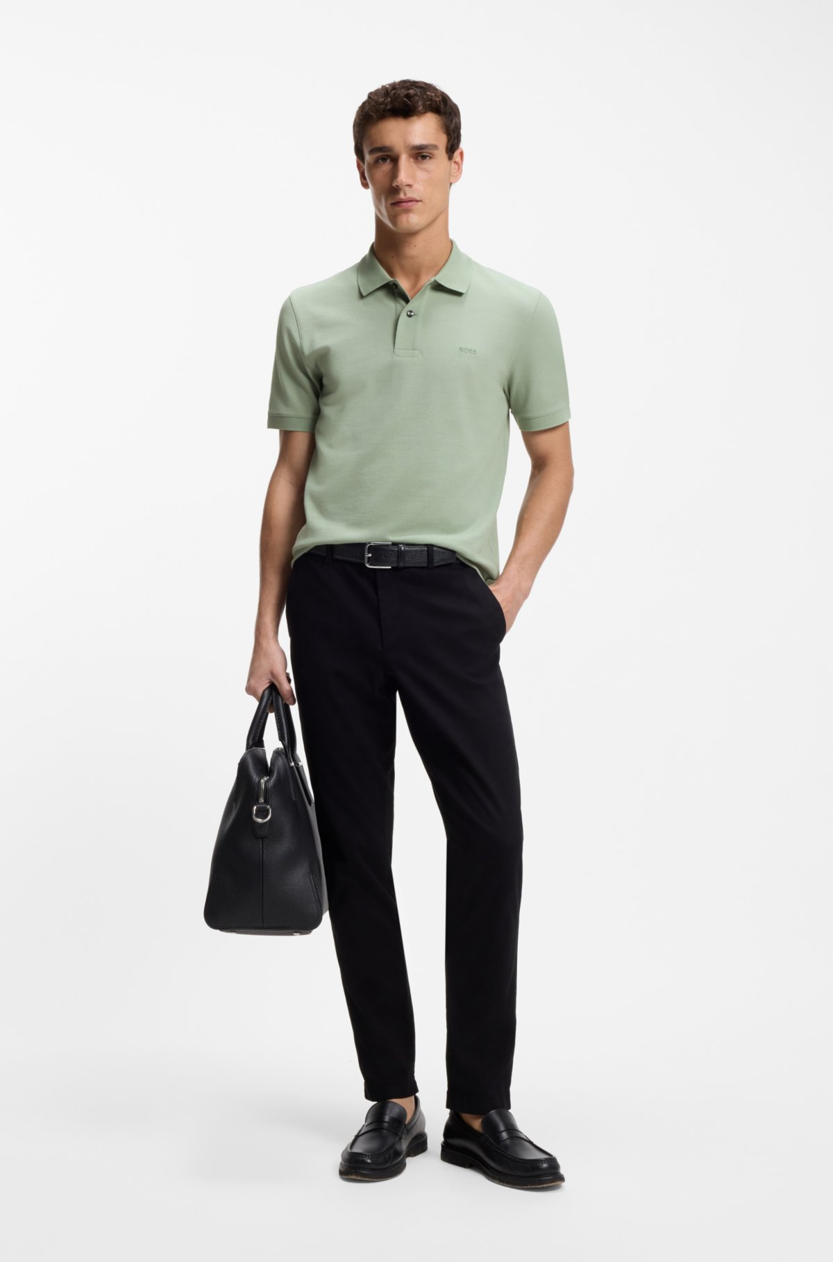 Camisola polo Pallas em algodão piqué com logotipo bordado