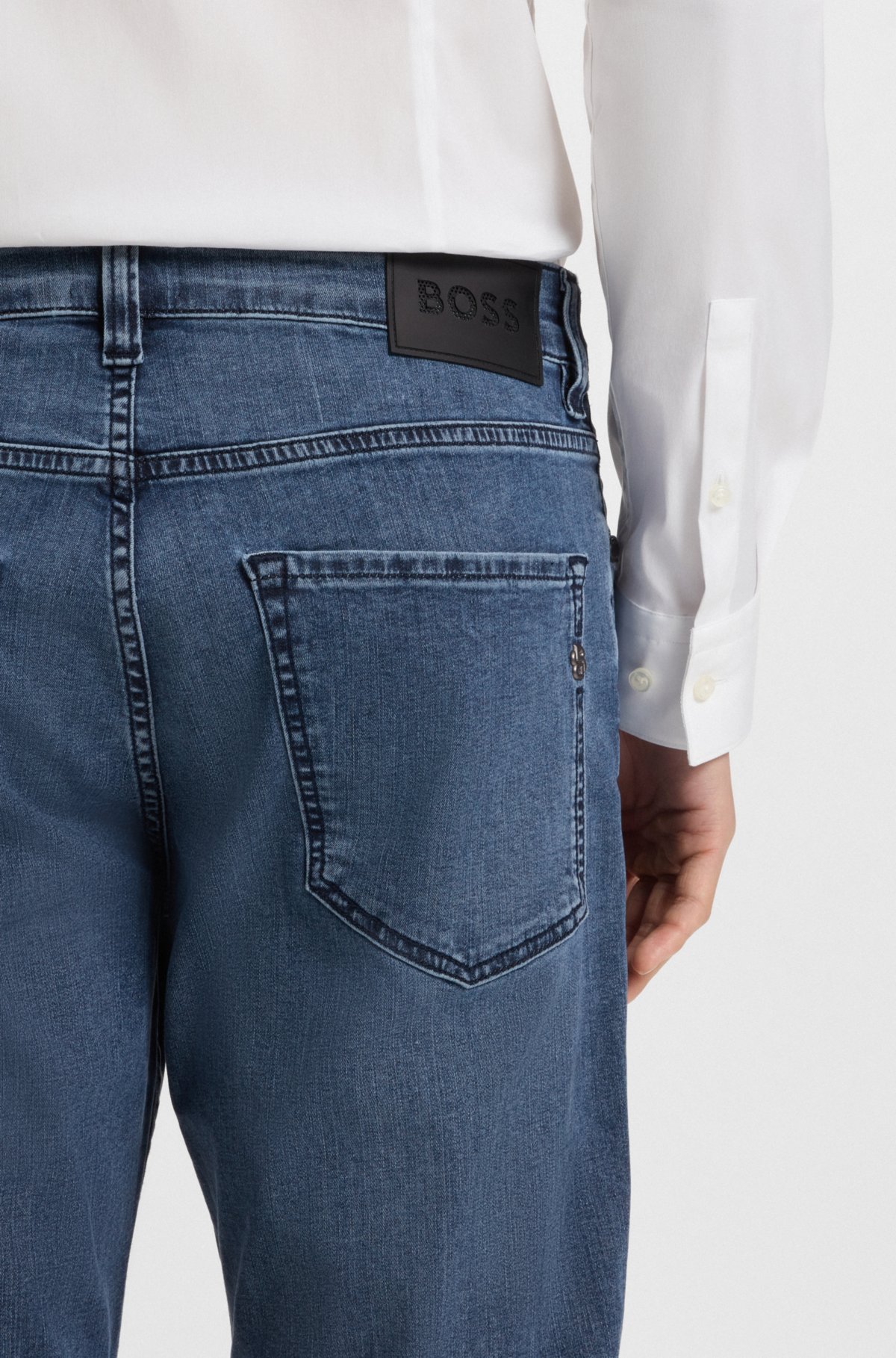 Calças jeans masculinas Maine blue, corte regular, em denim de desempenho