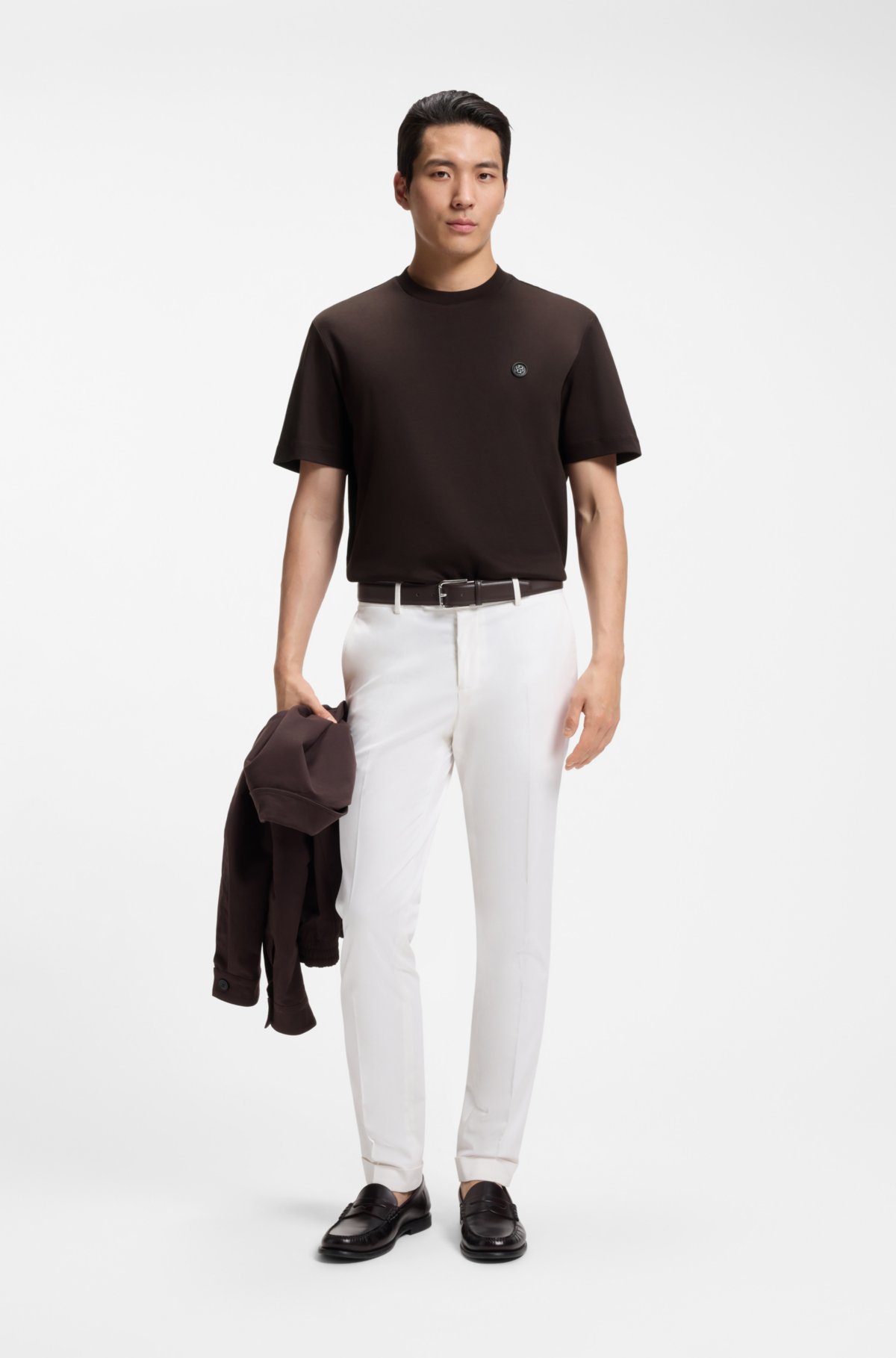Camiseta de algodão mercerizado com monograma Double B